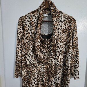 Peter Nygard Cowl Neck Leopard Print Sweater